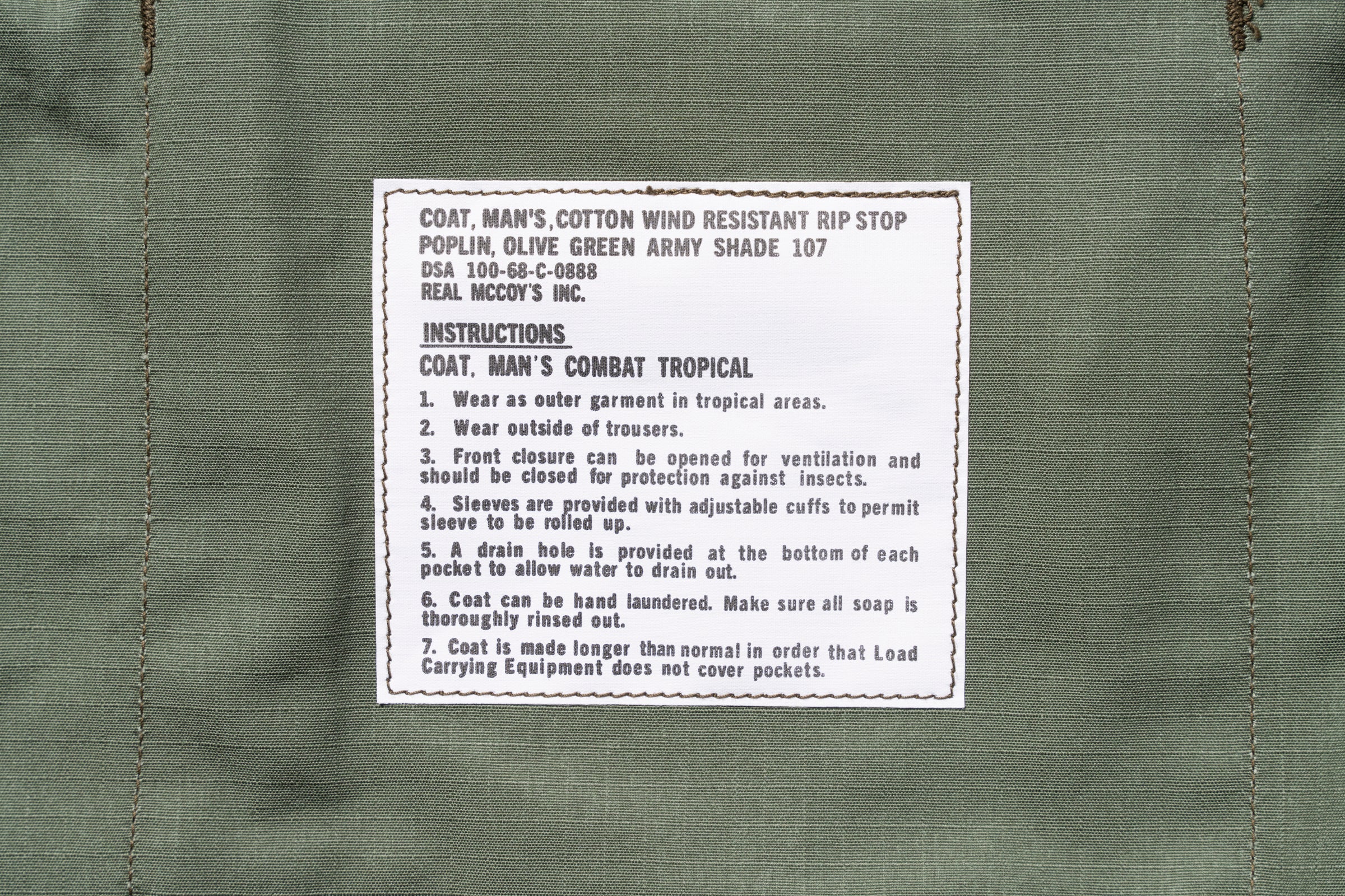 COAT, MAN’S, COTTON RIP-STOP POPLIN - Image 5