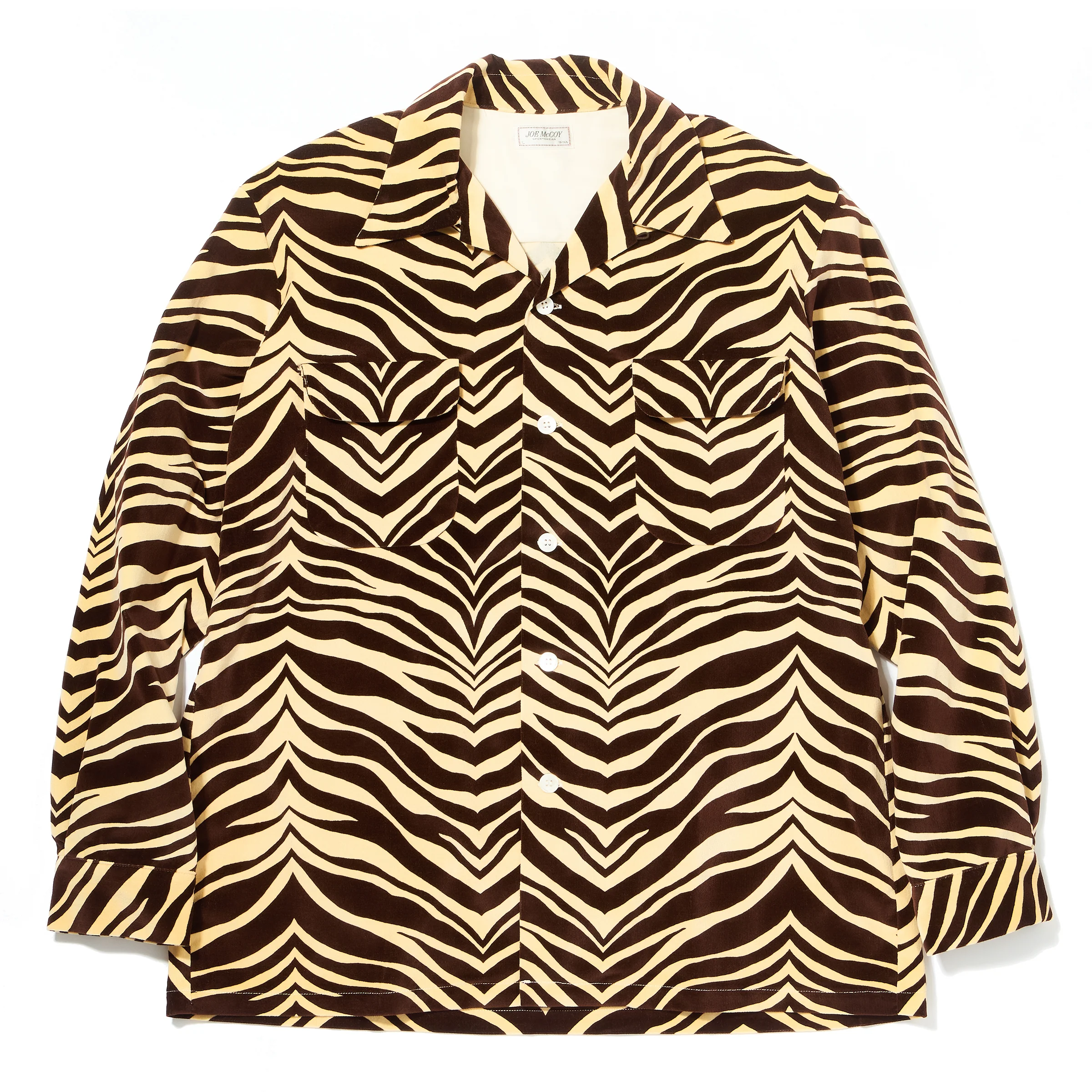 PRINTED VELOUR OPEN-COLLAR SHIRT / ZEBRA - Image 2